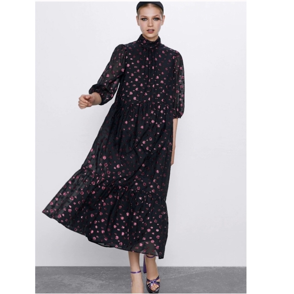 Floral Black and Pink Maxi Dress